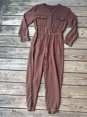 Madewell Brown Cotton Gauze Jumpsuit